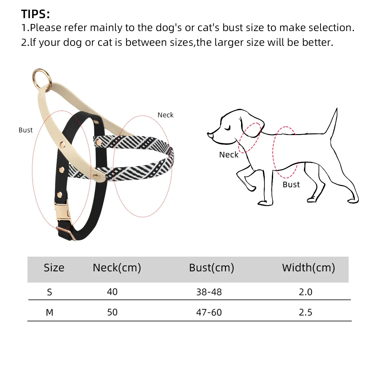 Fashionable Black & White Striped Chest Harnesses and Leashes Set