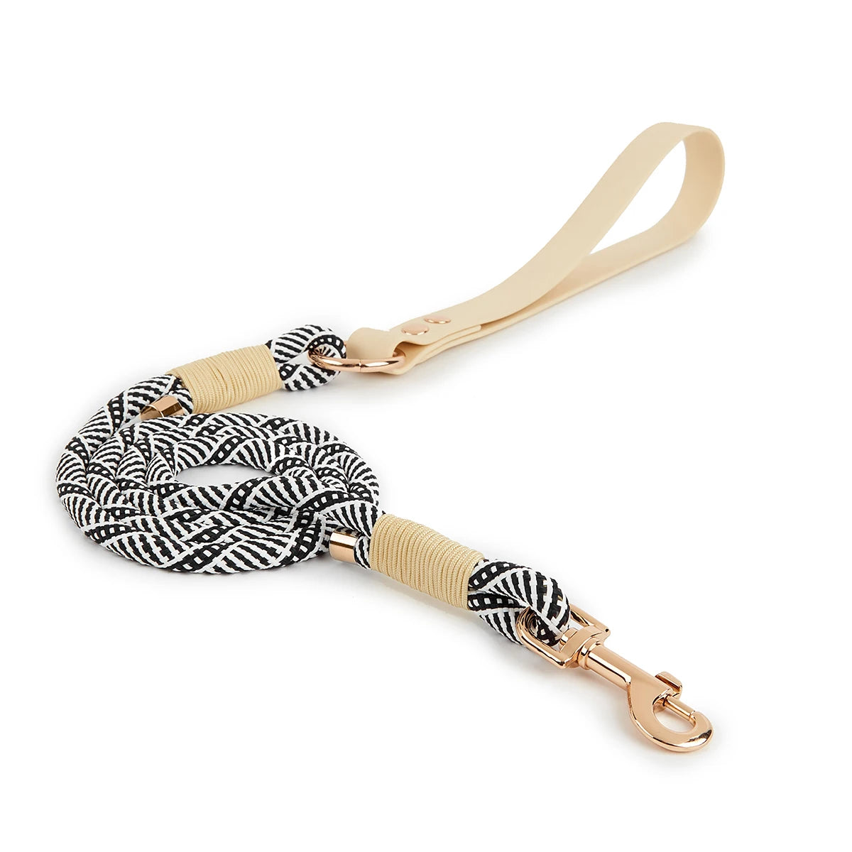 Fashionable Black & White Striped Chest Harnesses and Leashes Set